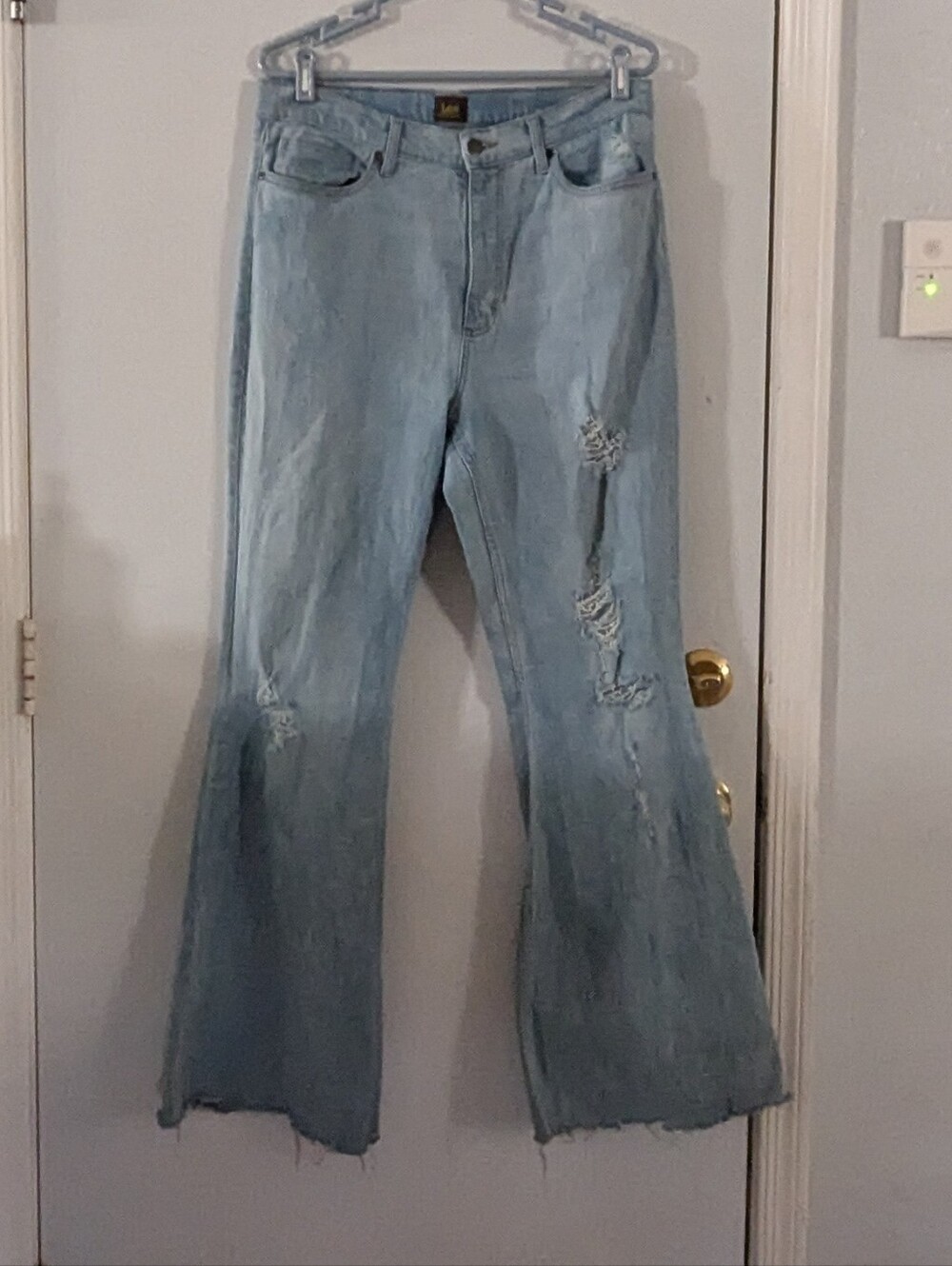 Lee Light Blue Distressed Flare Jeans Size 32